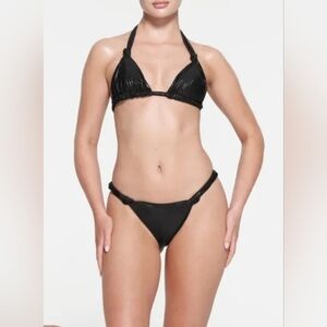 SKIMS Liquid Shine Swim Bikini Bottom Panty Onyx Black Medium NWT